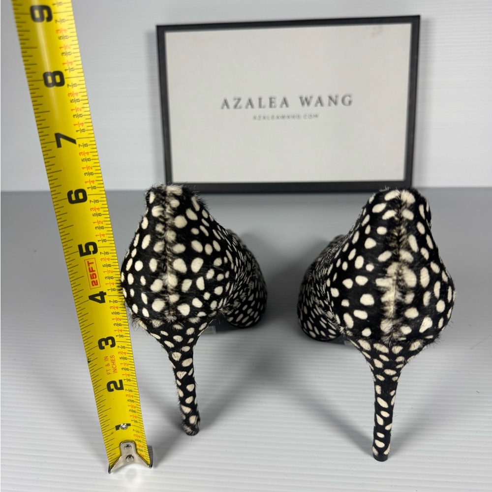 Azalea Wang Hall Black Multi Polka Dot Fur Haircalf Stiletto Pumps Heels - Picture 5 of 6